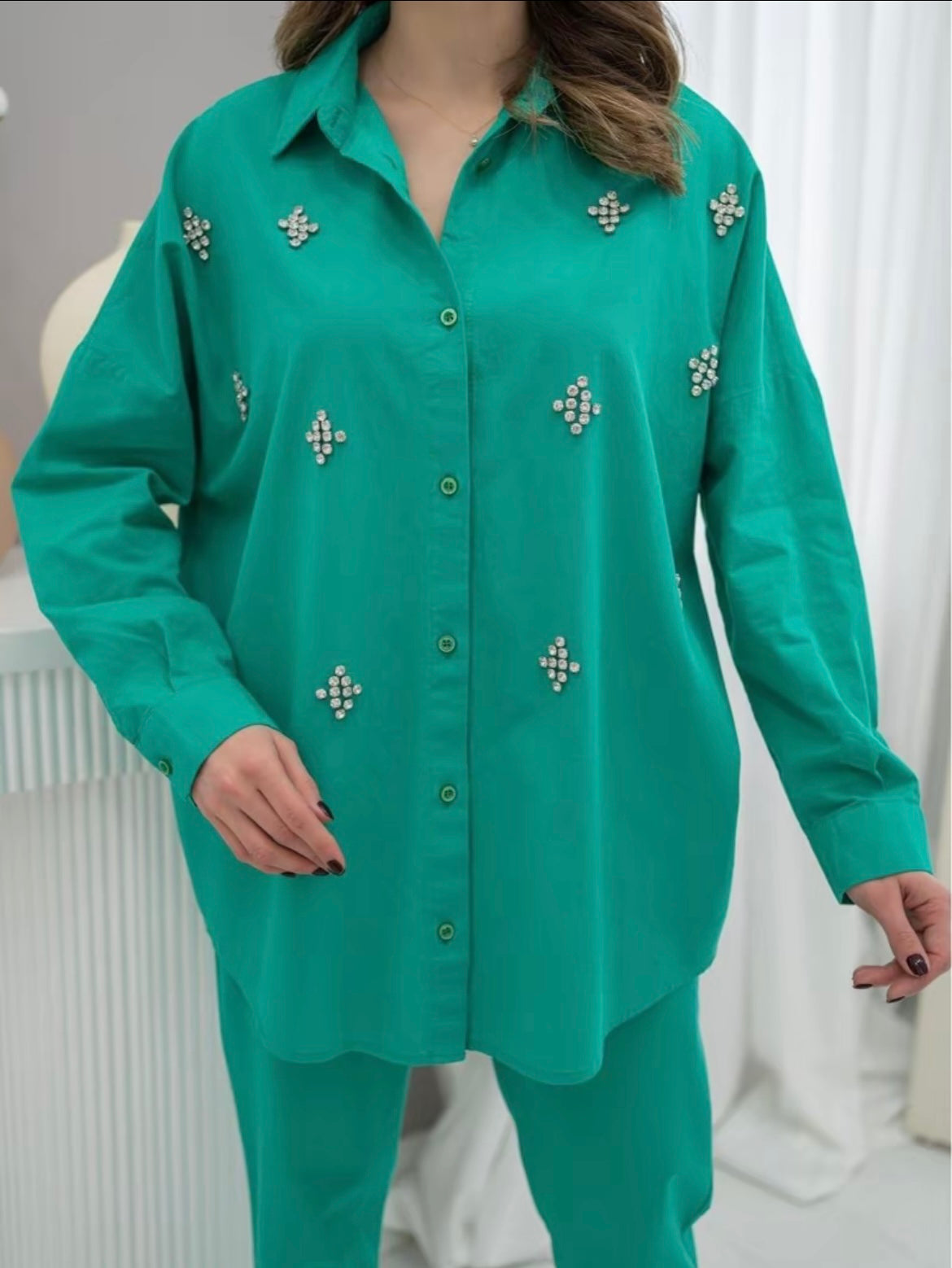 Completo Donna Verde con Strass