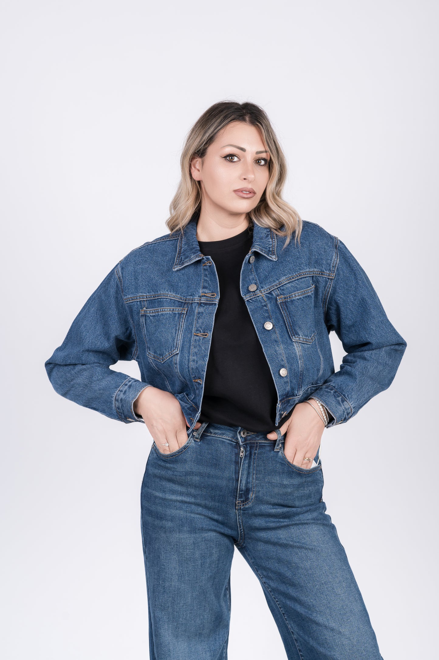 Giacca denim cropped