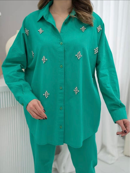 Completo Donna Verde con Strass