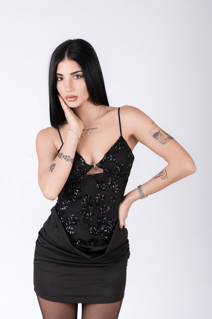 Abito corto donna con paillettes