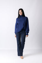 Pantalone effetto jeans con elastico