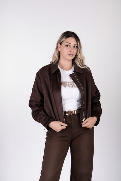 Giacca donna effetto camoscio