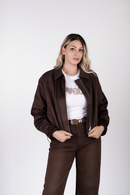 Giacca donna effetto camoscio