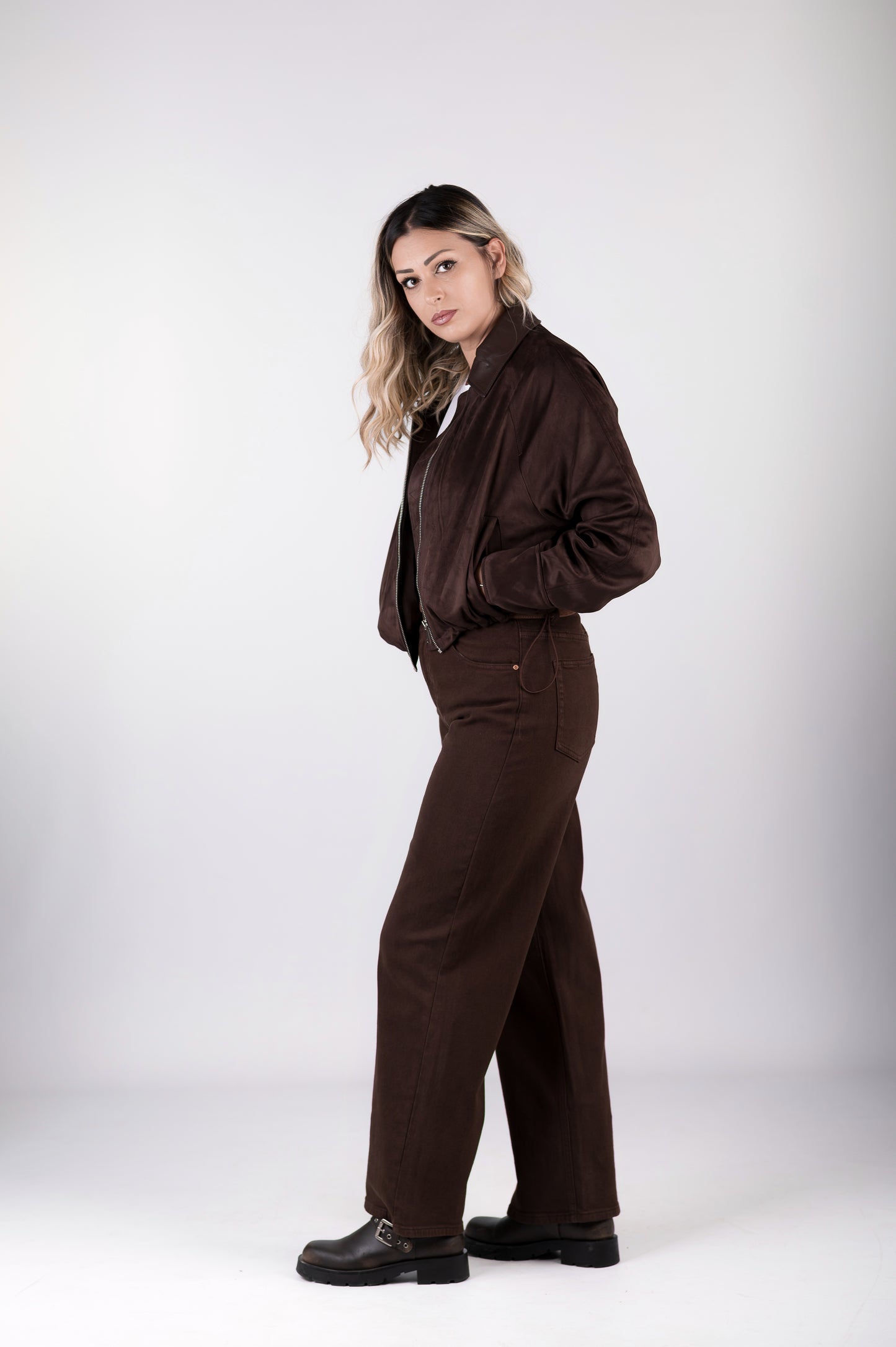 Giacca donna effetto camoscio