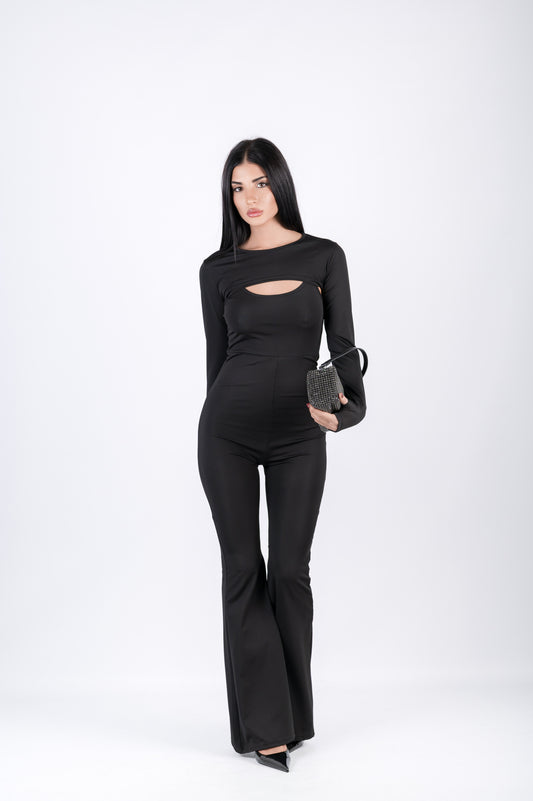 Tuta donna due pezzi con pantalone a zampa