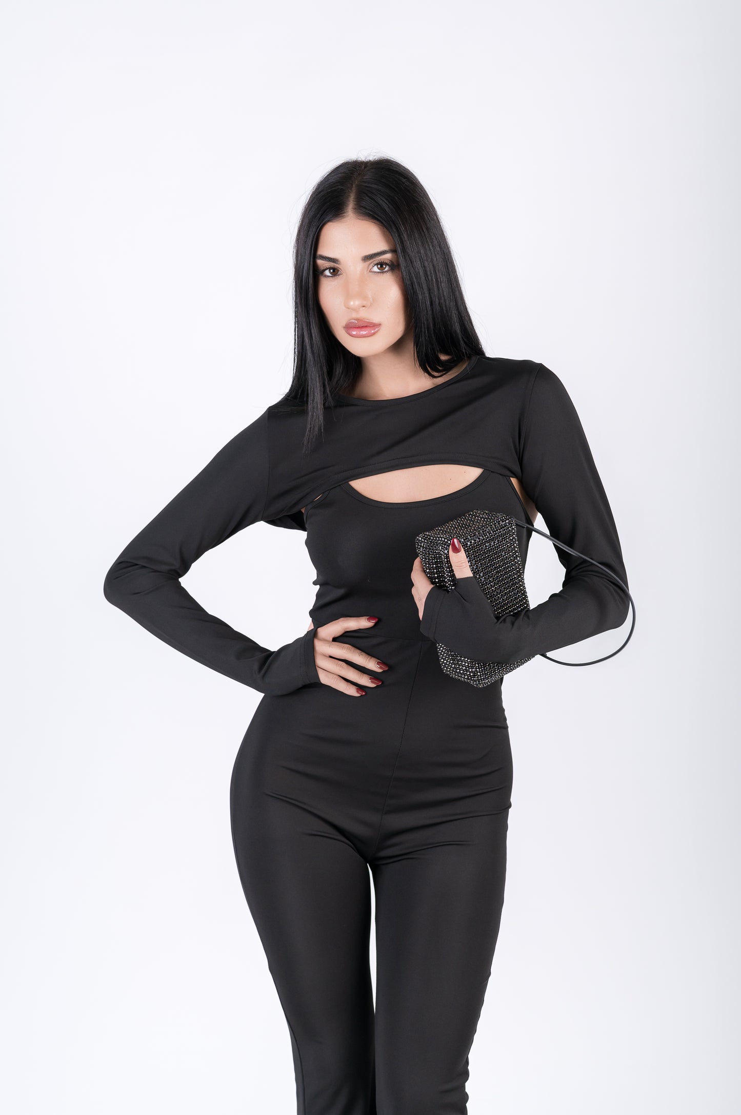 Tuta donna due pezzi con pantalone a zampa