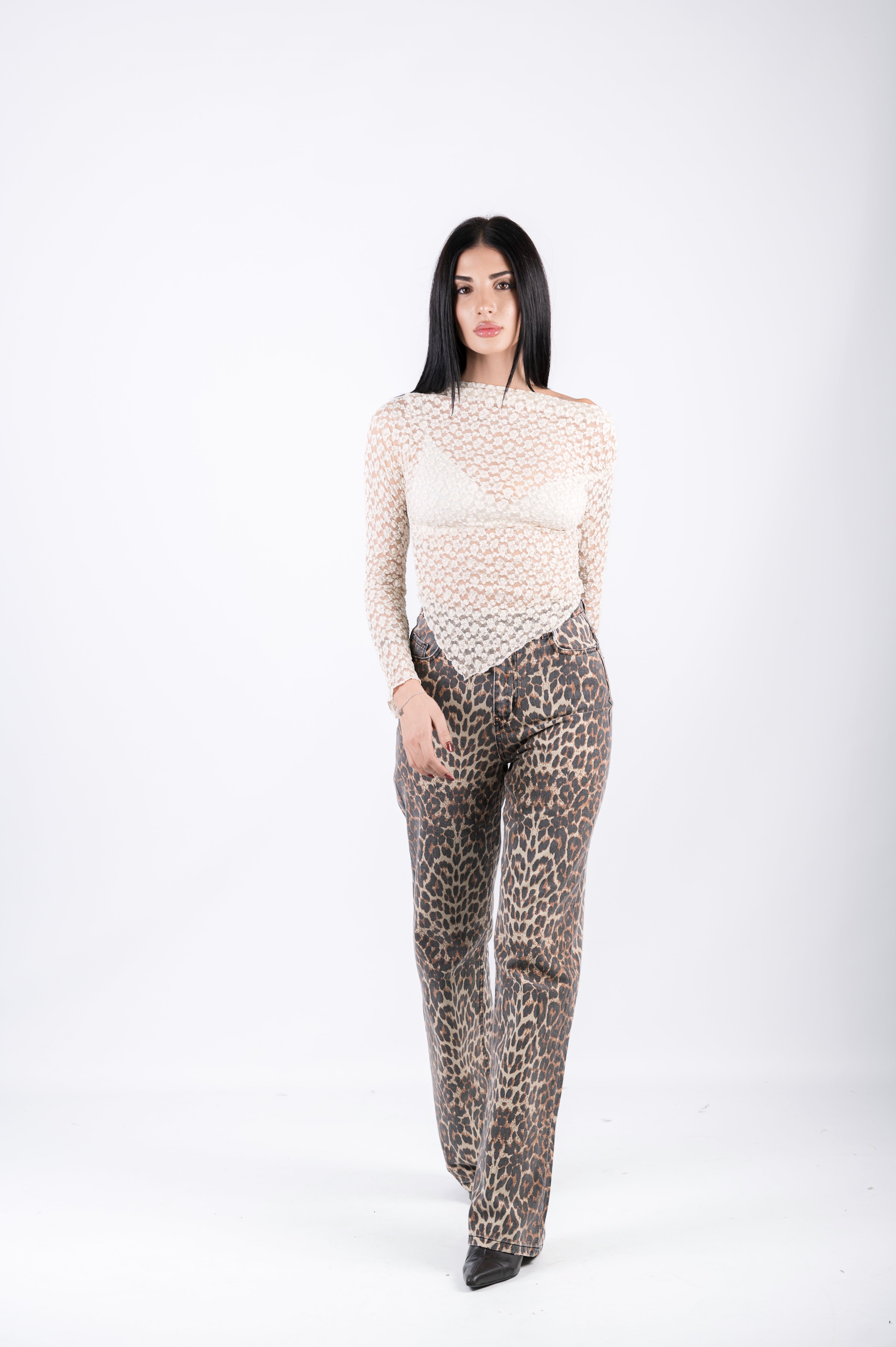 Jeans leopardati animalier