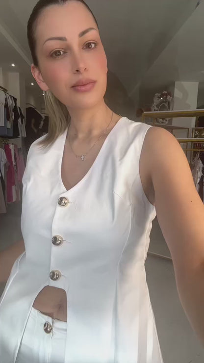 Completo donna con gilet e pantalone capri
